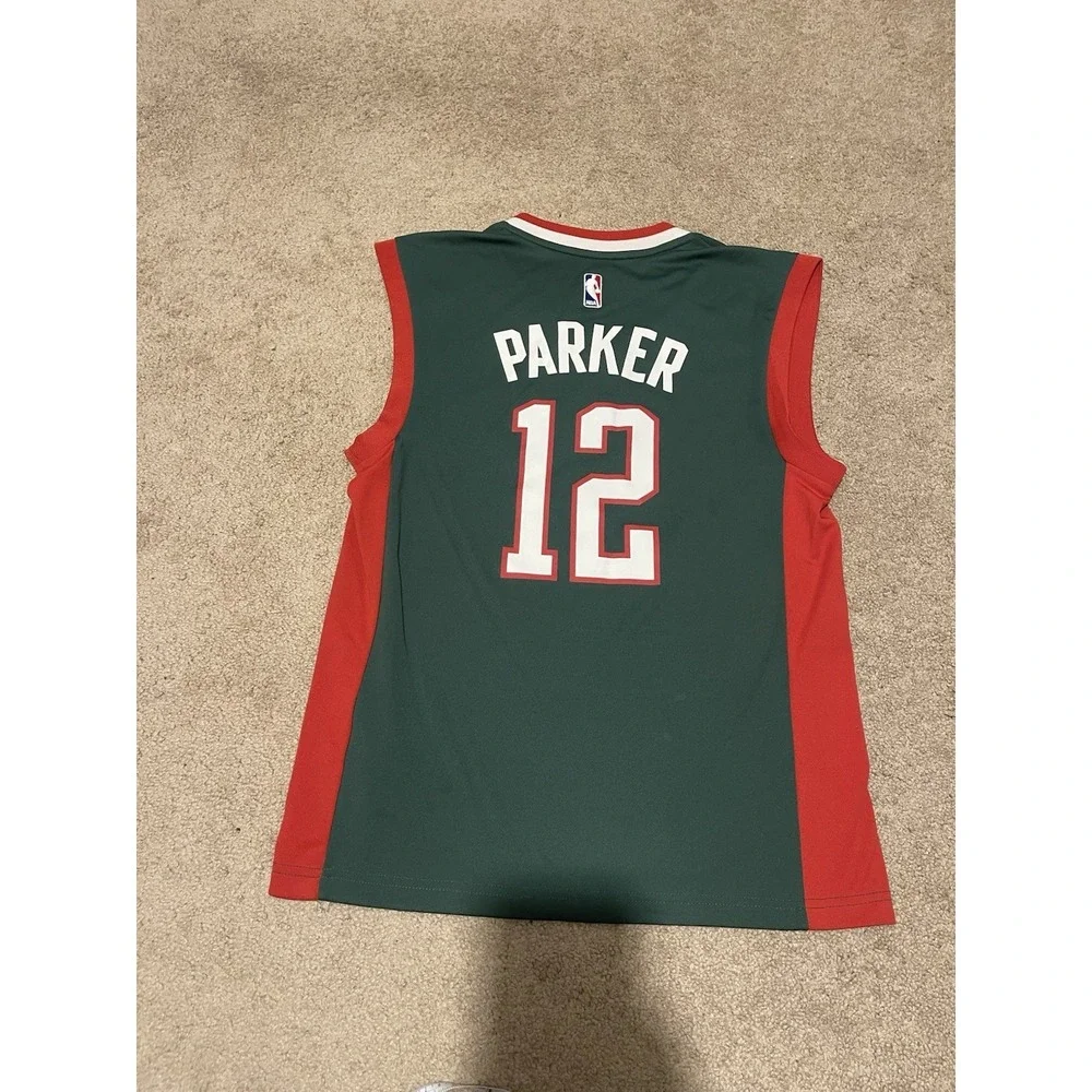 Jabari Parker Adidas NBA Milwaukee Bucks Away Green Climalite  Jersey Size Small